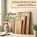 EDELHAUS Schneidebrett Holz 3er Set (40x30cm / 33x24cm / 26x18cm) Holzschneidebrett aus Massiver Akazie - 2cm dicke Holzbretter Küche mit Saftrille - Design Cutting Board Schneidbrett Set