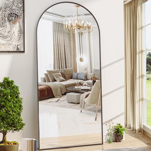 Antok Arched Full Length Mirror, 76"x34" Arched Floor Mirror, Glassless Mirror Full Length with Stand, Floor Mirrors Freestanding, Wall Mounted Mirrors for Bedroom Living Room, Black