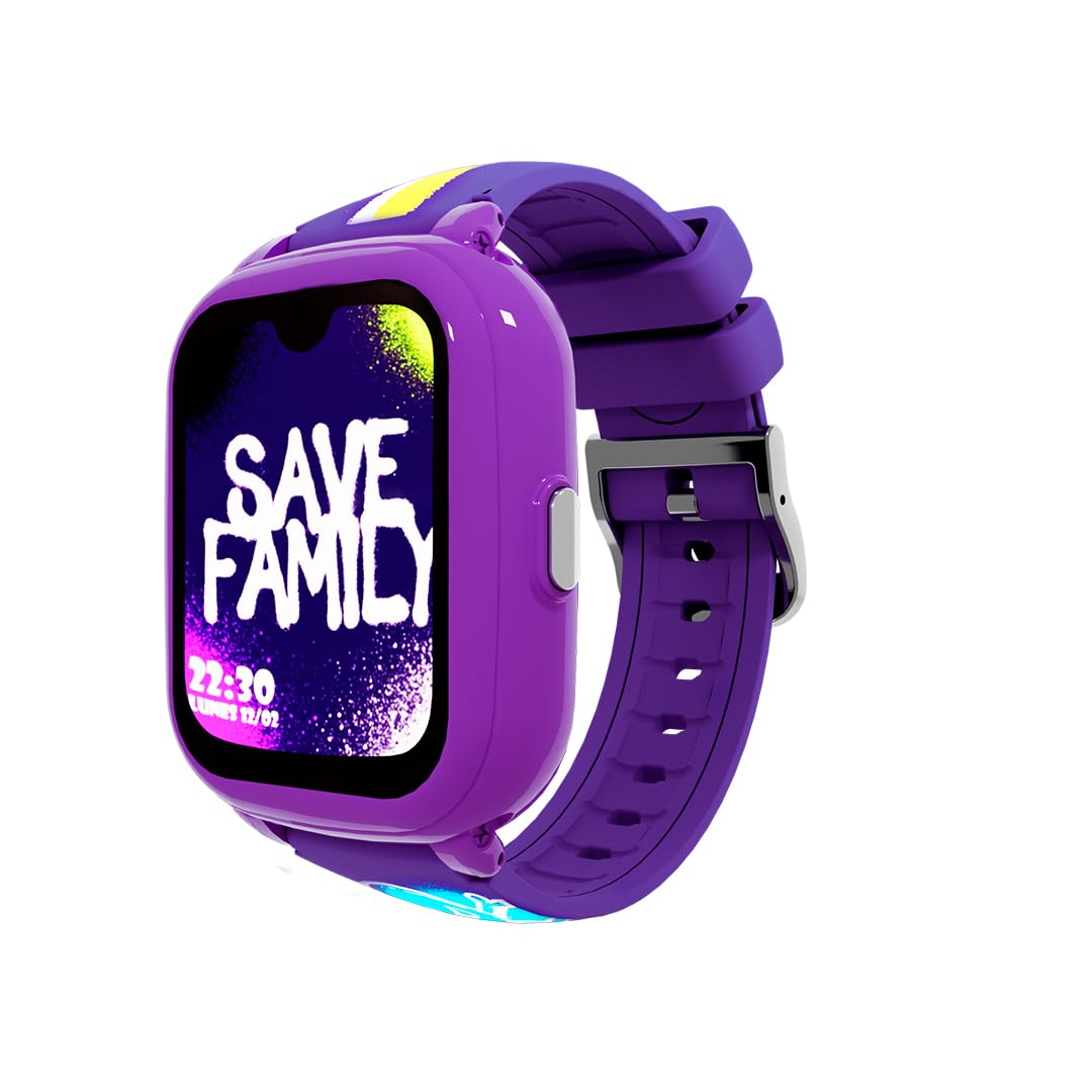SaveFamily SaveFamily Iconic Plus 2 | Reloj Inteligente Niño con Localizador GPS, Llamada, Vídeo, IA, Botón SOS, Whatsapp, Spotify, Medidor de Temperatura | SIM Incluida - Modelo Graffiti