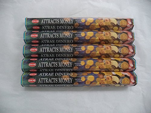 HEM Attracts Money 100 Incense Sticks (5 x 20 stick packs)