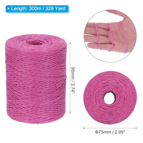 Image of PATIKIL Natural Cotton Raffia Yarn 328 Yard, Crochet Raffia Paper Ribbon for DIY Sun Hat Beach Bag Crochet Yarn Wrapping Knitting, Rose