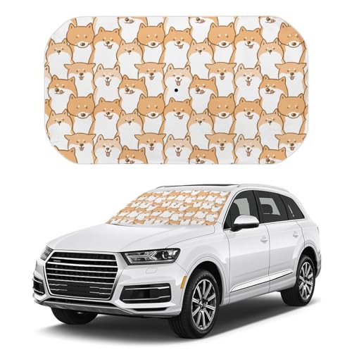 車用サンシェード おもしろ しばいぬ 柴犬 かわいい 可愛い 犬柄 傘型 折りたた式 遮光 遮熱 紫外線遮蔽おしゃれ 取り付け簡単 収納便利