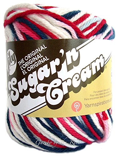 NEW in 2014 Lily Sugar 'n Cream Limited Edition Ombre 100% Cotton Yarn ~ NAUTICAL OMBRE (RED, WHITE & BLUE) ~ 2 oz. / 56.7 g.