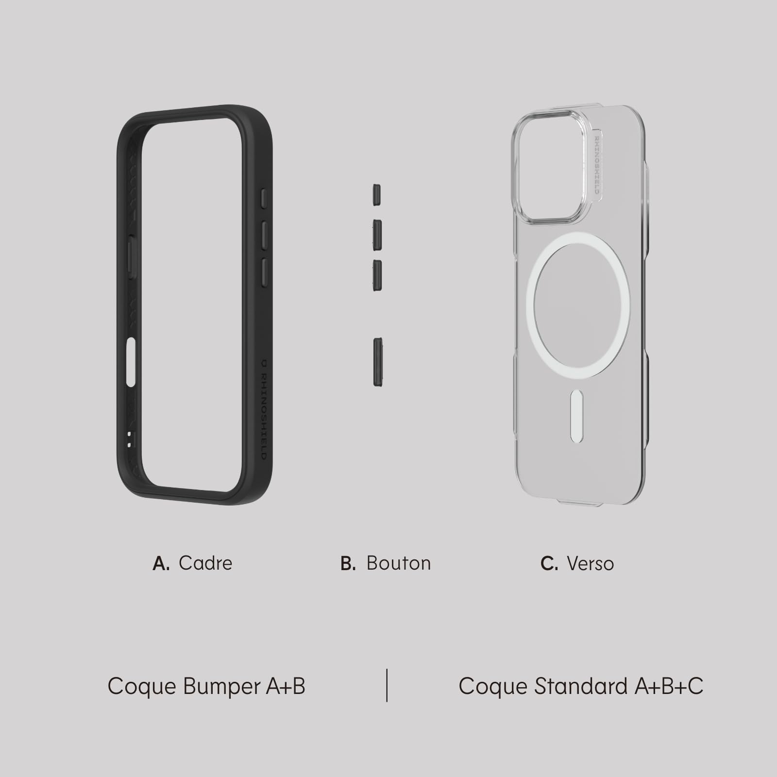 RhinoShield Coque modulaire Mod NX Compatible avec MagSafe pour [iPhone 16] | Force magnétique supérieure, Personnalisable. Absorbe Les impacts des Chutes de 3,5 mètres - Rose Poudré
