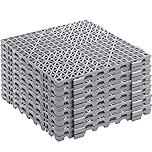SOUJOY 12 Pieces Modular Interlocking Cushion, 30 x 30 cm Rubber Drainage Mat with Holes, Non-Slip Splicing Floor Drain Tile Mat for Pool Shower Bathroom Kitchen Patio Balcony Yard Pet Area
