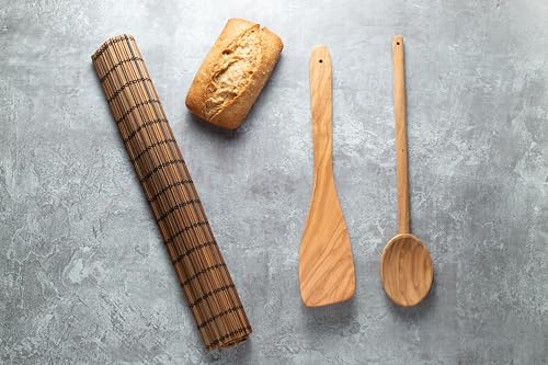 Fackelmann OLIVE Pfannenwender 30 cm – Eleganter Holzwender aus Olivenholz mit Einzigartiger Maserung, Spülmaschinenfest, Braun 3