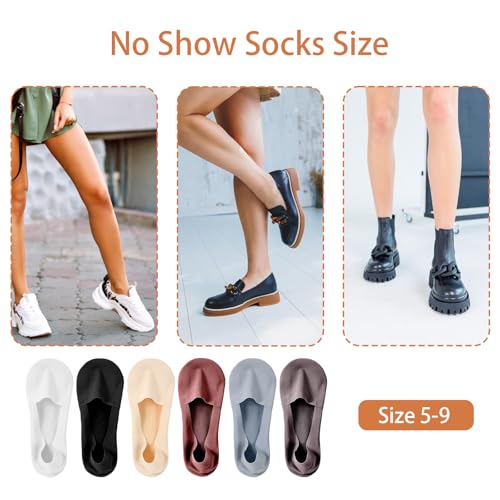 6 Pairs No Show Socks for Women Liner Invisible Socks Non Slip Low Cut Thin Silky Dress Footies Boat Sock for Loafers Flats Sneakers2