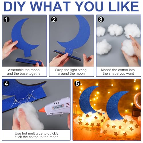 Image of Wonderjune 9 Sets Twinkle Twinkle Little Star Table Centerpieces DIY Moon Baby Shower Decorations Little Star Cloud Decor for Baby Shower Birthday Party DIY Crafts(Glitter Blue)