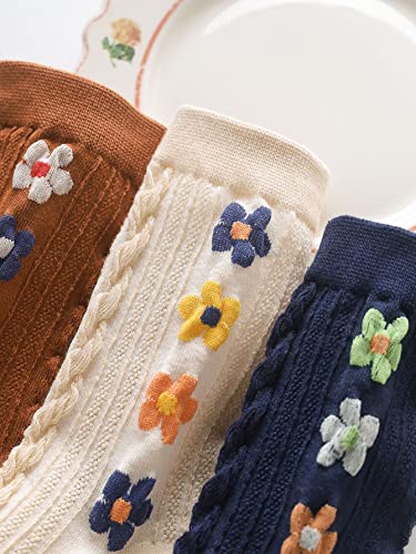 Egen 3 Or 5 Pairs Women Socks, Floral & Cartoon & Print Graphic Lightweight Cotton Socks (5 Pairs Flora Graphic) #TOP5