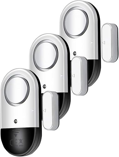 Paquete de 3 sensores de alarma abiertos para puertas y ventanas de 120 DB para niños, pacientes con demencia, alarma de seguridad inalámbrica