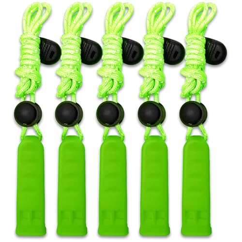 Sifflet Urgence 120dB Survie Camping Randonnée 5 Pack Vert