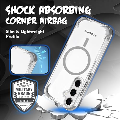 Image of V-TAN Ultra-Hybrid Crystal Clear Back Cover for Samsung Galaxy S24 FE | TPU | Transparent Wireless Charging Case Cover with Mag Case Compatible | Slim Fit Shockproof Drop Protection Design | (Grey)