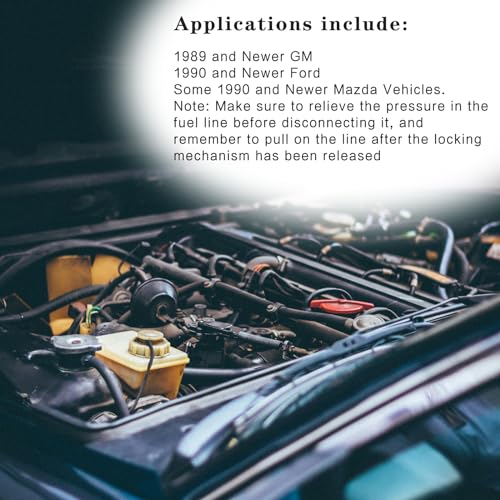 Image of Upgrade metal Fuel Line Disconnect Scissor Tool Set for 3 /8 Inch and 5 /16Inch,Fuel Filter Removal Tool Fittings Use on Fuel,Heater, and A /C Line Service Compatible with GM, Ford,Mazda