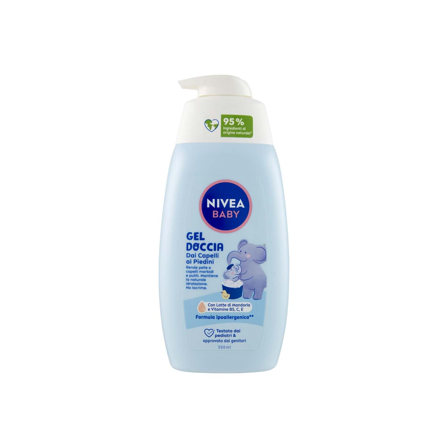 NIVEA BABY Duschgel für Haare an den Füßen 500 ml, Schaumbad für Kinder für weiche und saubere Haut und Haare, Babybad mit Tränenschutz, feuchtigkeitsspendendes und erweichendes Shampoo für Kinder