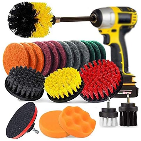 Drill Brush Attachments, 22 PCS Power Scrubber Drill Brush Set Power Scrubing Pads Cleaning Drill Brush for Grout, Tiles, Sinks, Bathtub, Bathroom, Kitchen Automobile Cover
