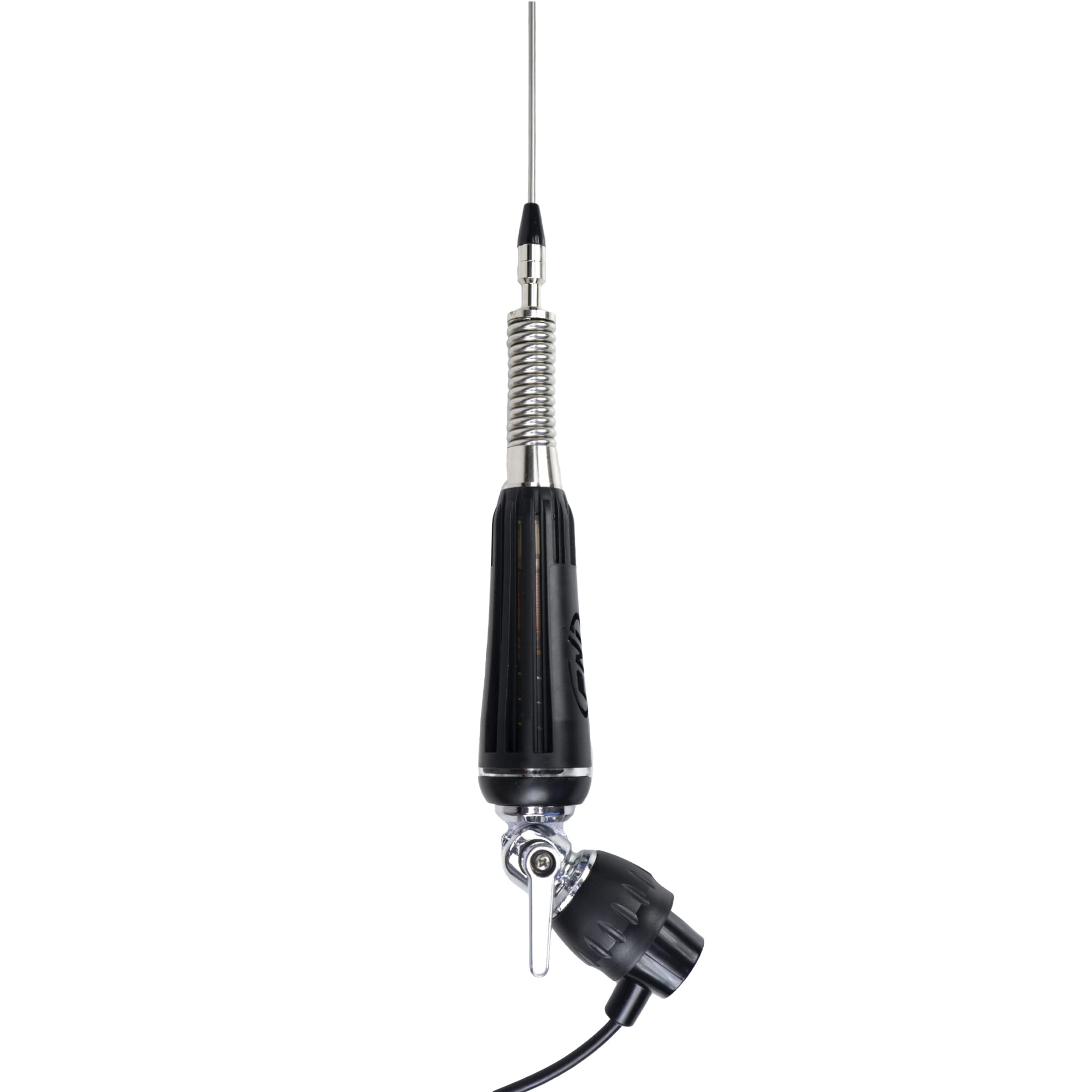 Składana antena CB PNI LED 1000 o długości 80 cm z przewodem i stałym mocowaniem motylkowym, 26-30 MHz, 300 Watt, świeci podczas nadawania