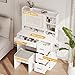 Viaozutis Vanity Desk with a Mirror and Lights，with Chair and Four Drawers, Three Adjustable Lighting Modes，with Power Outlet and Sliding LED Mirror,Bedroom Vanity Desk (White)