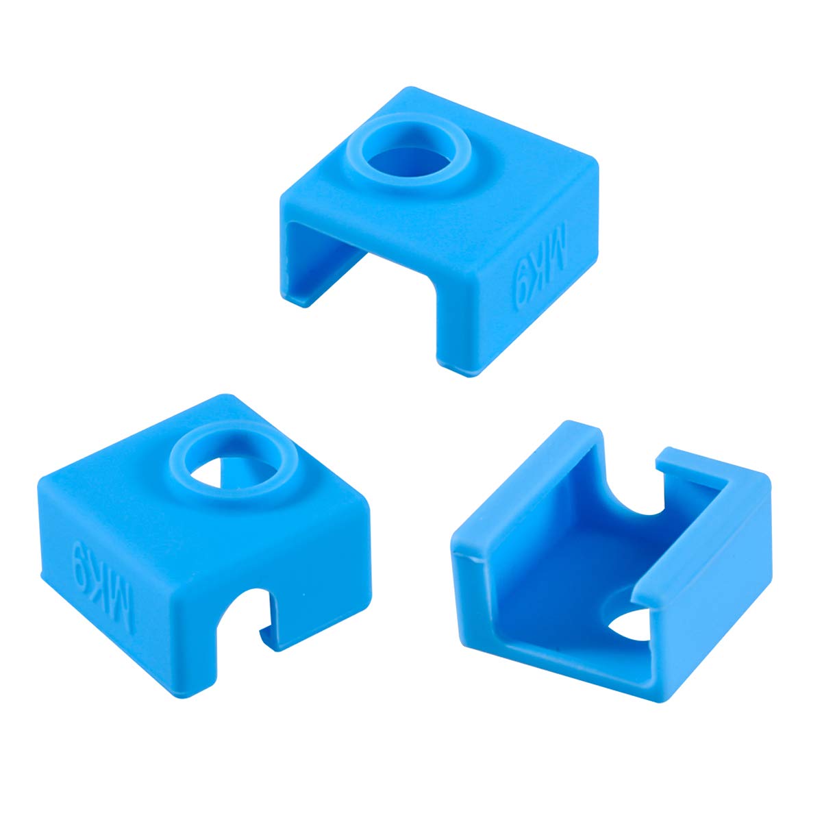 Aokin 3D Printer Heater Block Silicone Cover, MK7 MK8 MK9 Silicone Sock for MK7/8/9 3D Printer Hotend Extruder, Creality CR-10, S4, S5, Ender 3, Anet A8 (Blue)