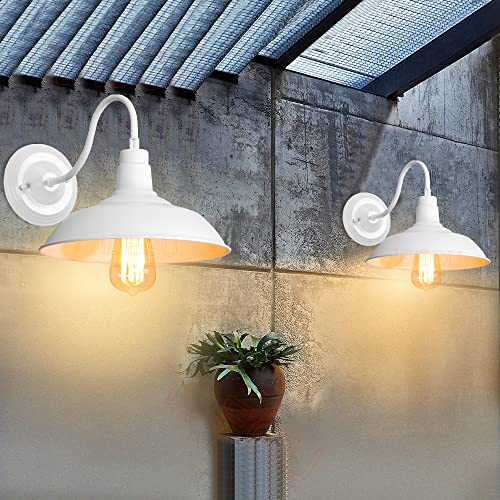 iDEGU Lot de 2 Appliques Murales Industrielle, 26CM E27 Lampe Murale Vintage Edison Design Métal Plafonnier Luminaire Rétro Applique Intérieure Décoration...