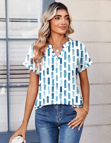 Image of Zeagoo Womens Tops Short Sleeve Summer V Neck Shirts Work Blouses Business Outfits Fashion Clothing
