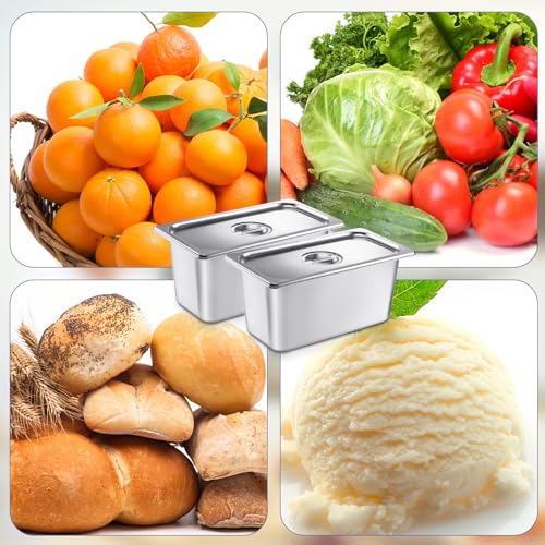 Image of Mifoci 4 Pack Stainless Steam Hotel Pan with Lid, 1 /3 Size x 6 Inch Deep Table Steam Pan Restaurant Supplies Reusable Anti Rust Catering Storage for Home, Party, Restaurant, Hotel, Buffet