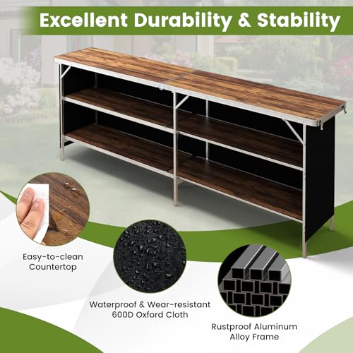 Image of COSTWAY 81 inch Folding Picnic Table, Portable Bar Table with Carry Bag