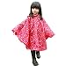 Spring Fever Girls Kids Toddler Hooded School Backpack Rain Ponchos Jacket Raincoats Red M (Fit 39.4"-51.2" Height)