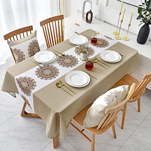 Nappe rectangulaire étanche à motif géométrique pour une table protégée - 2