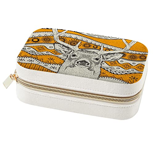 Boîte de rangement pour femmes avec cerf rayé et boucles d'oreilles
