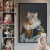 Giantbighands Custom Pet Portrait Painting Canvas - Personalized Renaissance Cat Portrait from Photo, Royal Pet King Painting Digital Art, Dog Memorial Gifts for Loss of Dog, Custom Canvas Wall Art