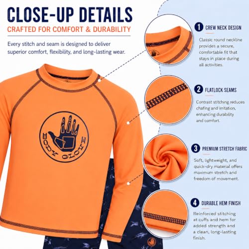 Image of Body Glove Boys Swim Set - 2 Piece Boys Swim Trunks with Rash Guard UV Protection Swimsuit Kids Bathing Suits (Sizes 4-12)