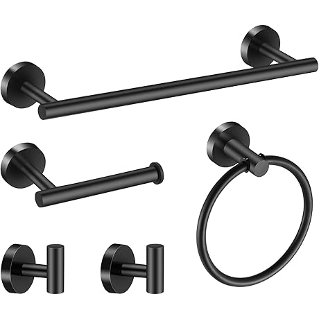 16 Inch Tower Hanger Bathroom Accessories Set, 5-Piece Towel Bar Set Including...