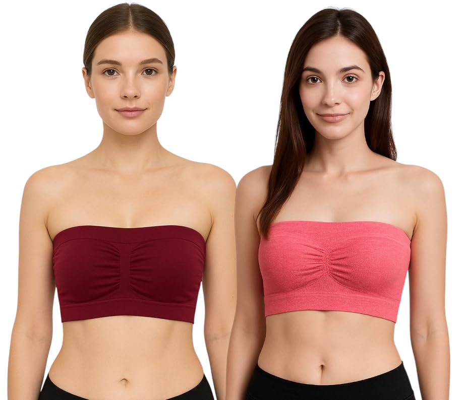 Women's Non-Padded Tube Bra Combo – Seamless Bandeau Style, Strapless, Comfortable Everyday Wear | Pack of 2-picture-27