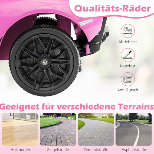 GOPLUS 3 in 1 Rutschauto, Lamborghini Schiebauto mit abnehmbarem Universalrad, USBs, Musik, Stauraum, abnehmbarem Schiebegriff & Schutzgeländer, Rutschfahrzeug für Kinder von 18-60 Monaten (Rosa) – Bild 8
