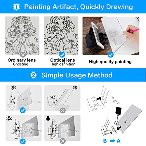 Optical Drawing Board, Sketch Wizard Tracing Drawing Board Drawing Projector Optical Painting Board Sketching Tool Idea Gift for Kids, Adults, Beginners and More