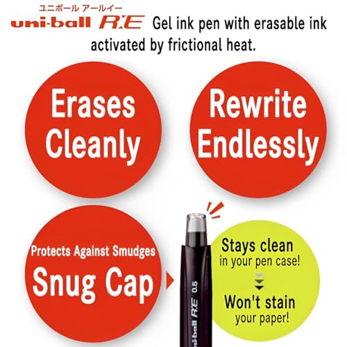 Set de 10 bolígrafos Uni-ball R:E 0.5mm tinta azul borrable miniatura 6