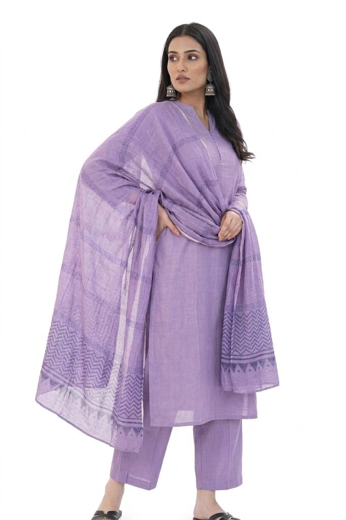 Women Purple,Lavender Kurta Set with Dupatta | Elegant Straight Kurti Pant Set | Ethnic Wear for Festive & Party-picture-22
