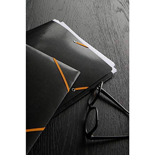 Rhodia 19249C - Sammelmappe mit Gummizugverschluss, 3 Klappen, 19x24 cm, , ideal für Ihre Organisation, Schwarz, 1 Stück