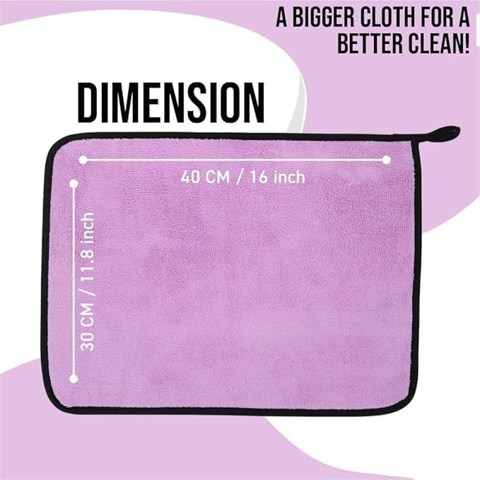 Image of Btag Microfiber Cleaning Cloth, 30x40 cms 600 GSM | Highly Absorbent,Lint and Streak Free, Multi-Purpose Wash Cloth for Kitchen,Car,Window,Stainless Steel,Silverwear(Lavender 30x40cms) Pack of 4
