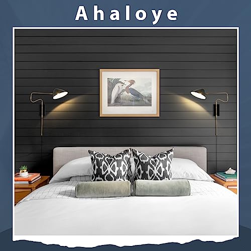Image of Modern Plug in Wall Sconces, Black Swing Arm Wall Lights with ON /Off Switch Cord for Bedroom Living Room