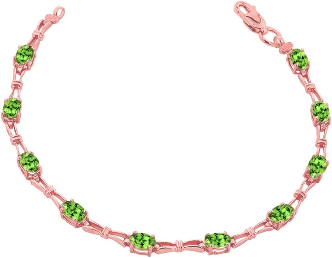 Dazzling 14k Rose Gold Personalized Genuine Birthstone Tennis Bracelet