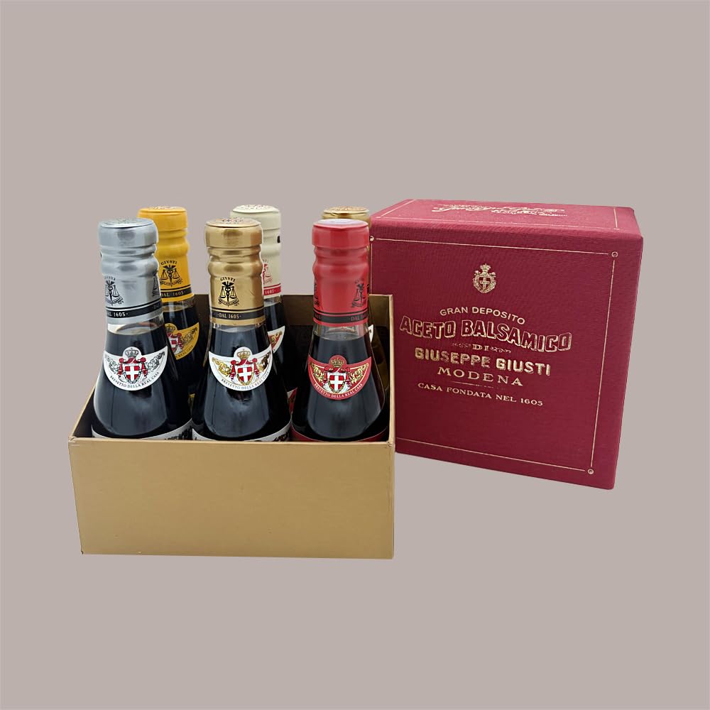 Cofanetto Regalo Set 6 Bottiglie Aceto Balsamico Giusti 100 ml Lucgel