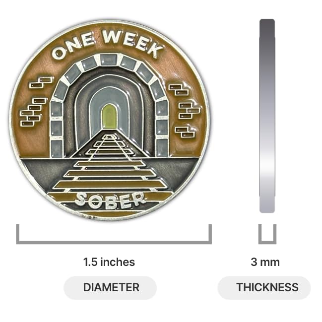 Image of The Achieve Mint One Week Sober Token | 1 Week Sobriety Chip | Non-AA, Non-Religious Medallion for Women and Men Celebrating Their Sobriety