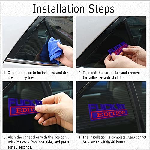 Image of Fuck IT Edition Emblem, Car Exterior Emblems Badge 3D Sticker Decal, Fuck-IT Edition Emblem 3D Fender Badge Decal, 3D Fender Badge Decal Car Truck Replacement, Fit for All Cars (Blue Red)