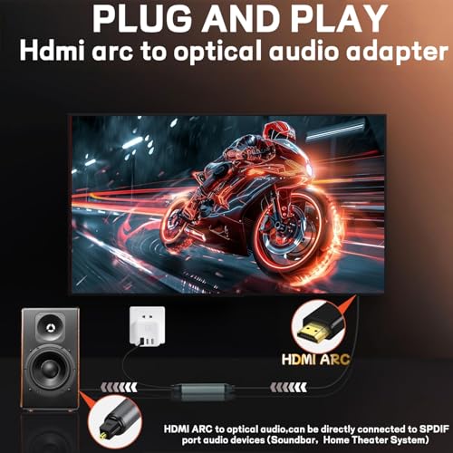Image of 192KHz HDMI ARC to Optical Audio Converter[Only Work for HDTV A RC Interface] 6ft-ARC to Optical Audio Extractor Adapter for HDTV to Speakers, Amplifiers, Soundbar Support Dolby /DTS 5.1-No CEC
