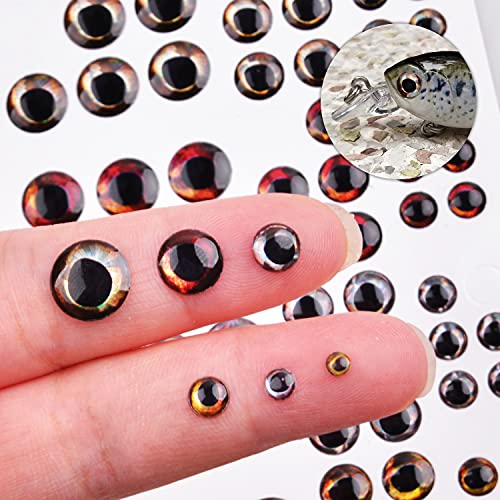 Fishing Lure Eyes, 3D/4D/5D Fly Tying Eyes Lifelike Artificial Realistic Epoxy Fishing Eye For Fishing Lure Making Kit Holographic Fishing Accessories For Fishing Baits Diy #TOP2