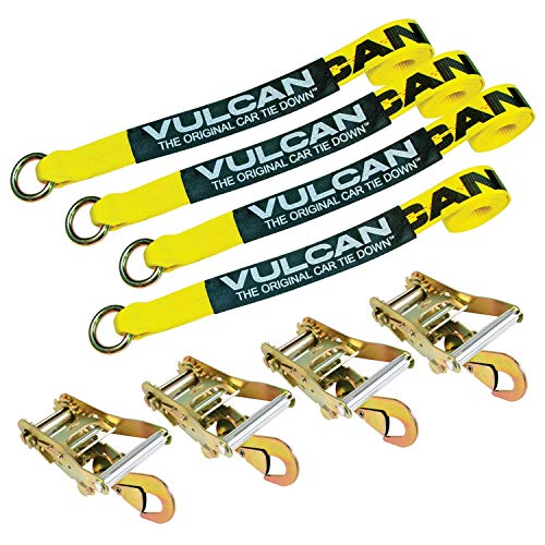 VULCAN Car Rim Tie Down System with Ratchets - 2 Inch x 144
