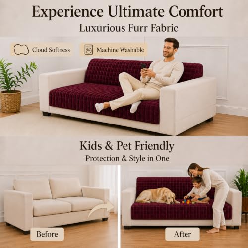Image of STITCHNEST 'Haven Soft Series' 23 Seater Sofa Cover |Premium Velvet Fabric, Washable & Durable Furniture Cover for Modern Living Rooms