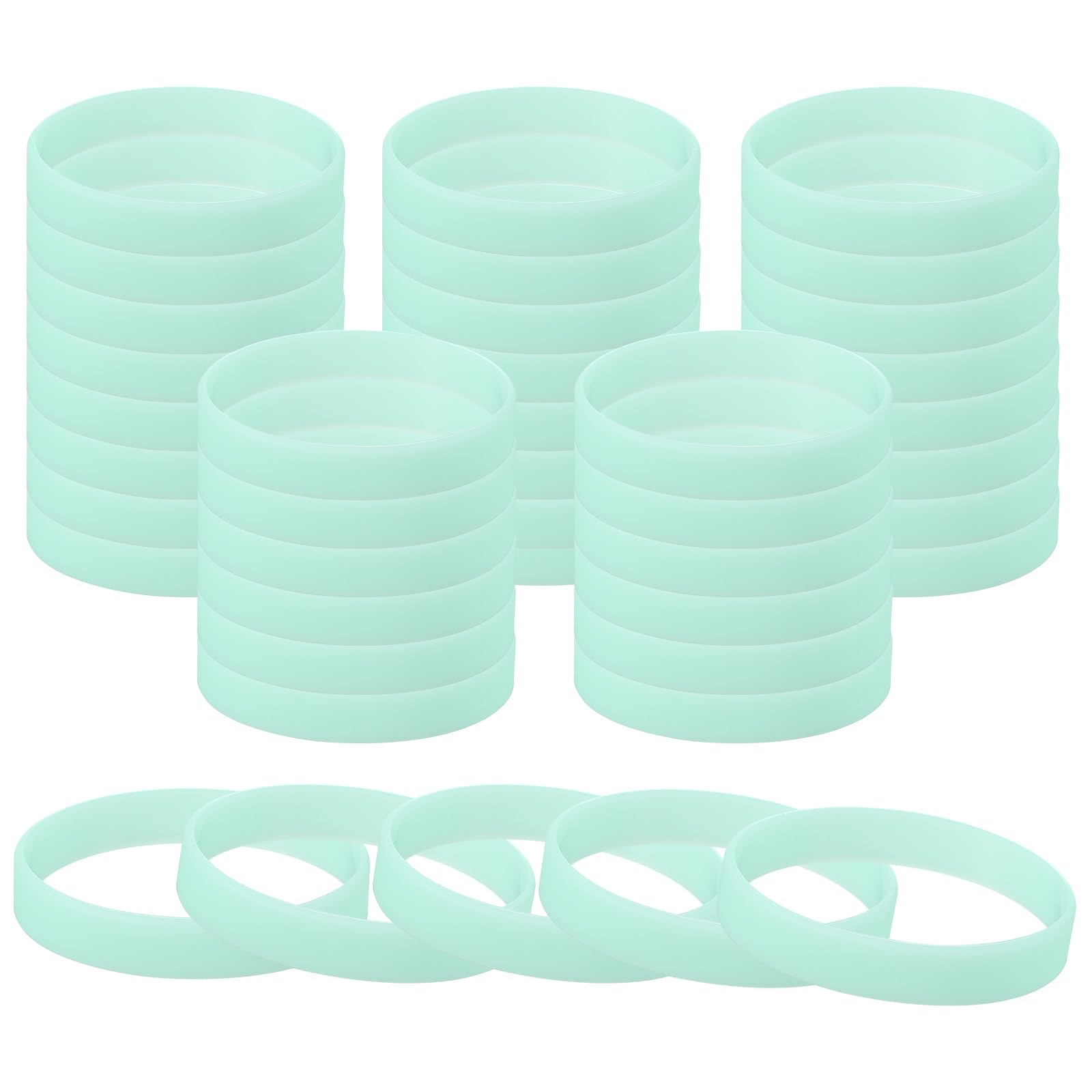 PATIKIL Glow in the Dark Bracelets, 60 Pcs Unisex Silicone Sports Glow Wristbands for Sports Party Games Fashion Decorations Light Green