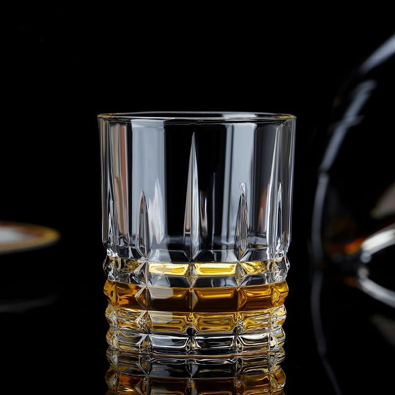 Kromeerubo Crystal Old Fashioned Glasses Set of 4-10.5 Oz Whisky Glasses Barware for Drinking...